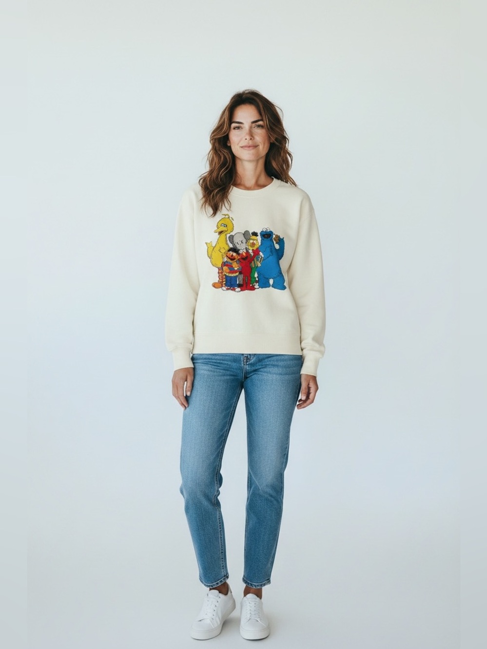 KAWS x Uniqlo x Sesame Street Group #2 Sweatshirt 2018 Y2K unisex large L - Picture 3 of 10